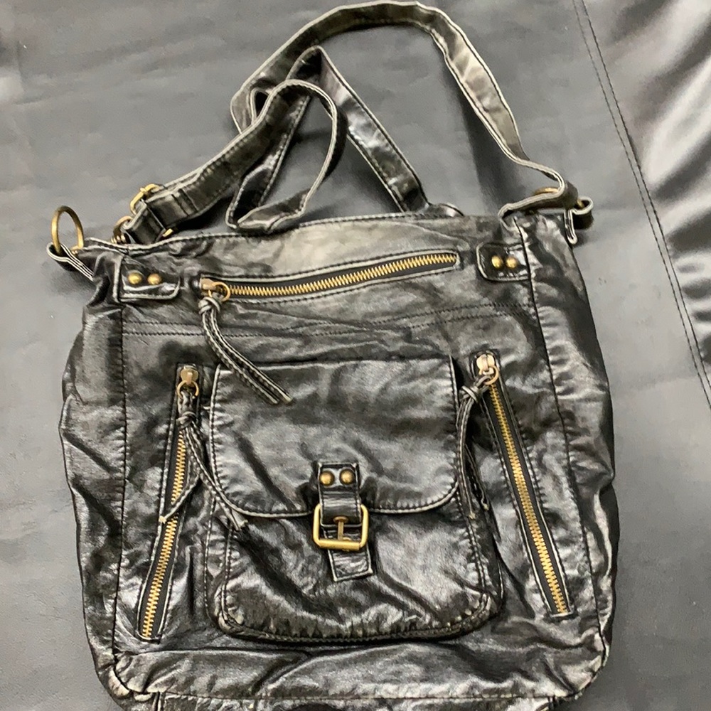 Black soft slouchy cross body bag